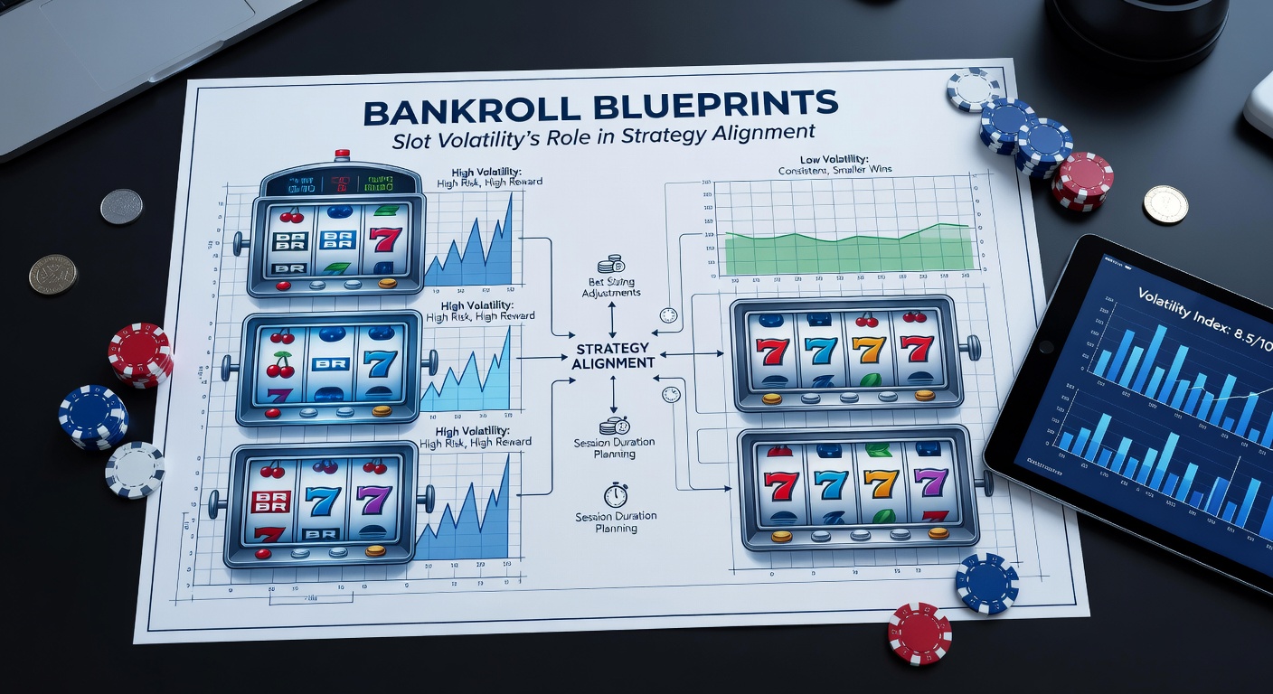 Graph illustrating low, medium, and high slot volatility patterns with payout distributions over spins