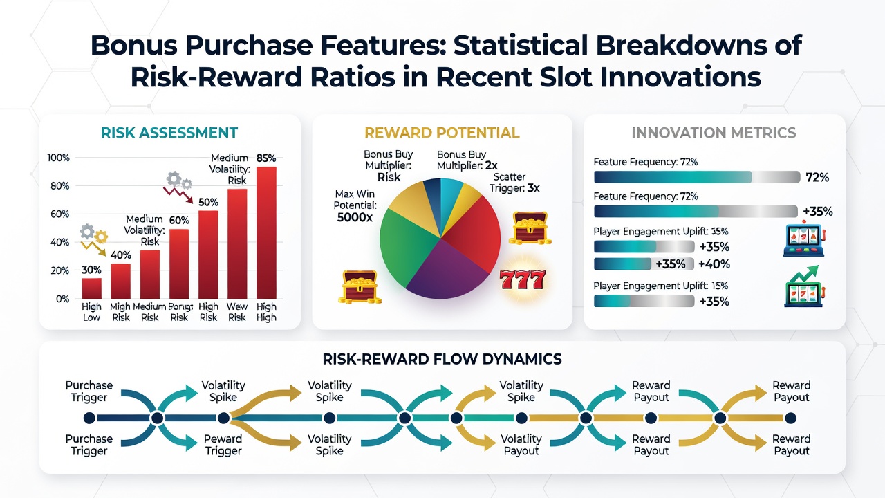 Detailed graphs comparing RTP and volatility before and after activating bonus purchase options in 2026 slot innovations