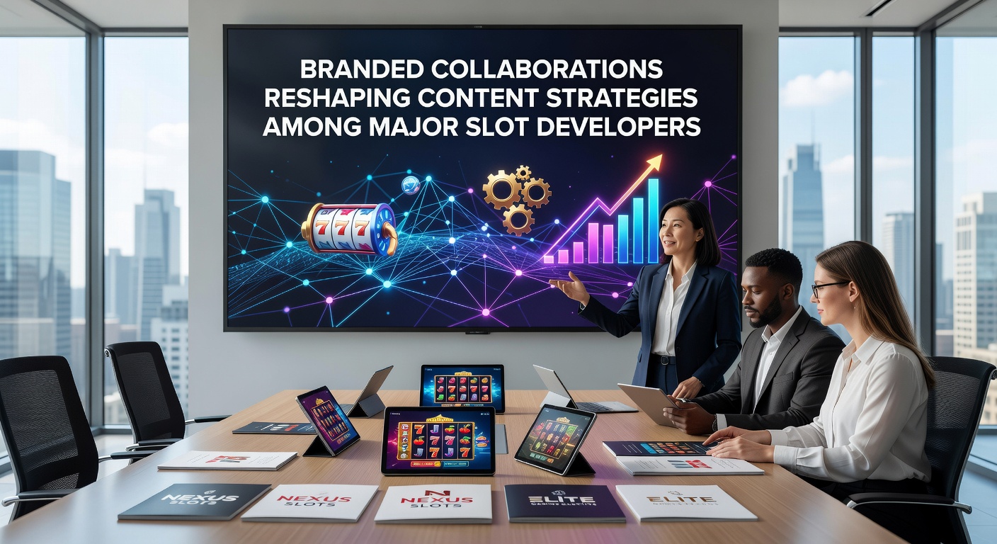 Slot developers reviewing branded game concepts in a modern studio setting