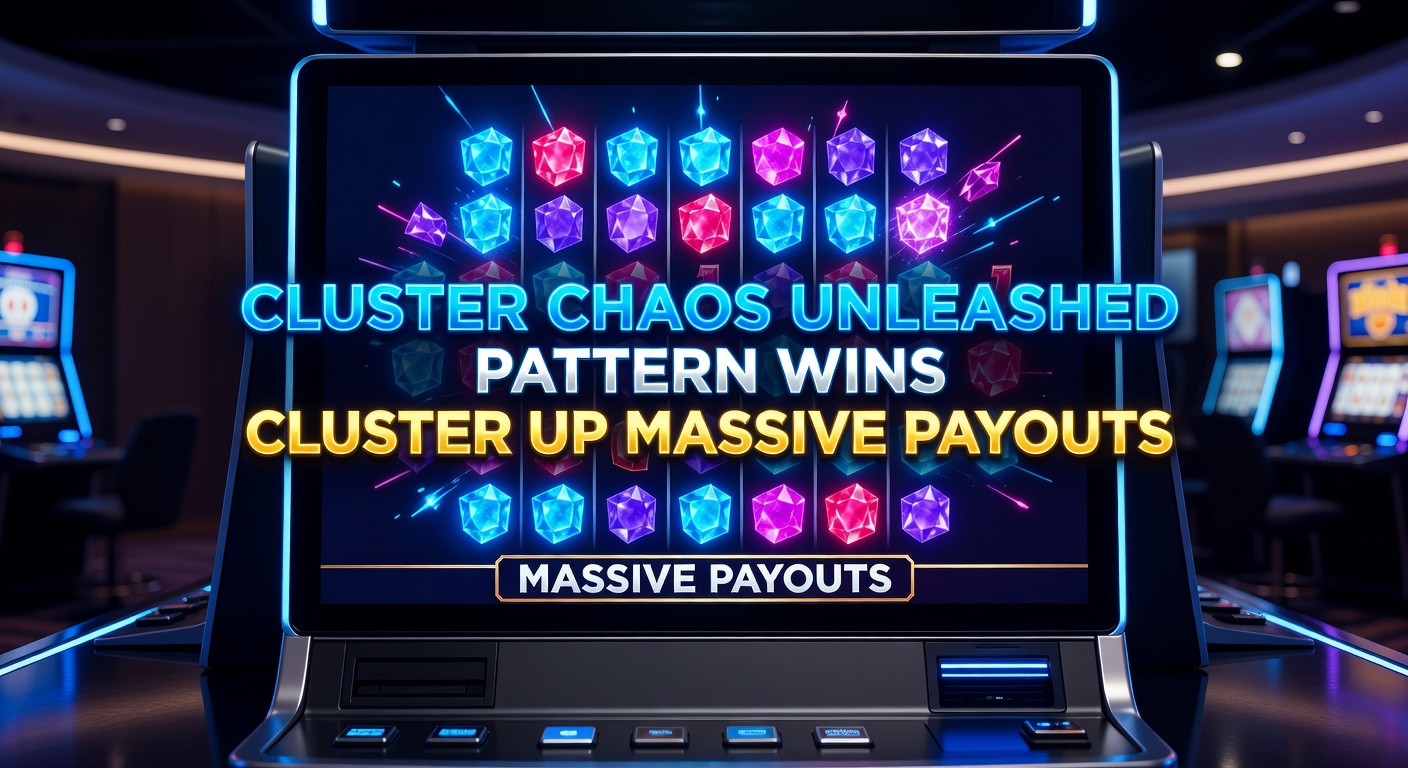 Vibrant slot screen showing colorful symbol clusters forming winning patterns amid chaotic animations