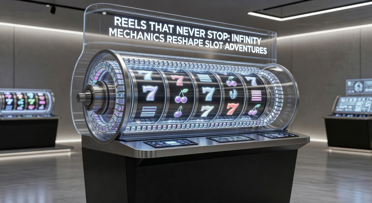 Close-up of an infinity reel slot in full expansion mode, with glowing multipliers and stacked wilds fueling a massive chain reaction win