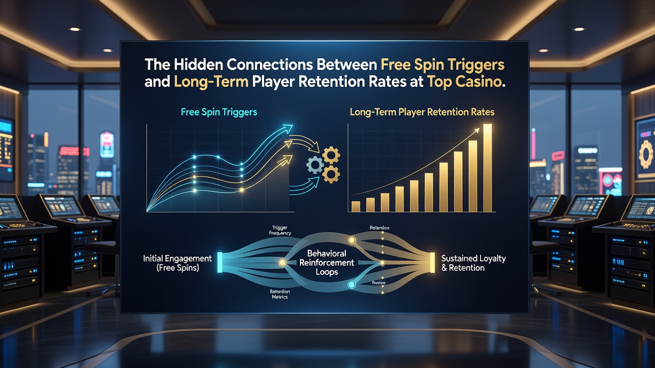 Charts displaying retention curves alongside free spin frequency statistics from casino analytics platforms