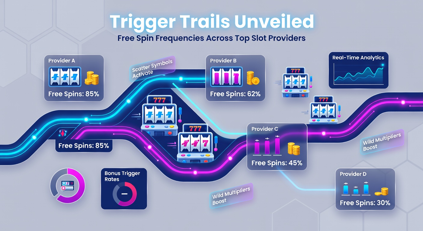 Comparative chart of free spin trigger frequencies from Pragmatic Play, NetEnt, and other providers with overlaid slot gameplay screenshots